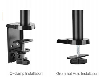 clamp on single arm monitor mount c-clamp and grommet hole installation