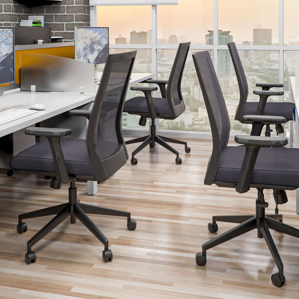 Four Task Chairs with Smoke Seat Cushion