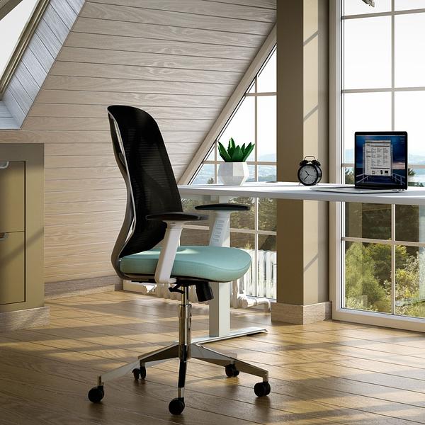Blue and black ergonomic chair for home offices