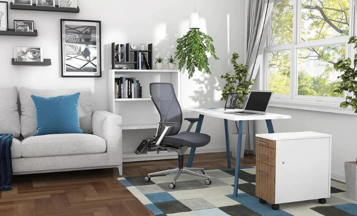 Modern executive office desk in a home office