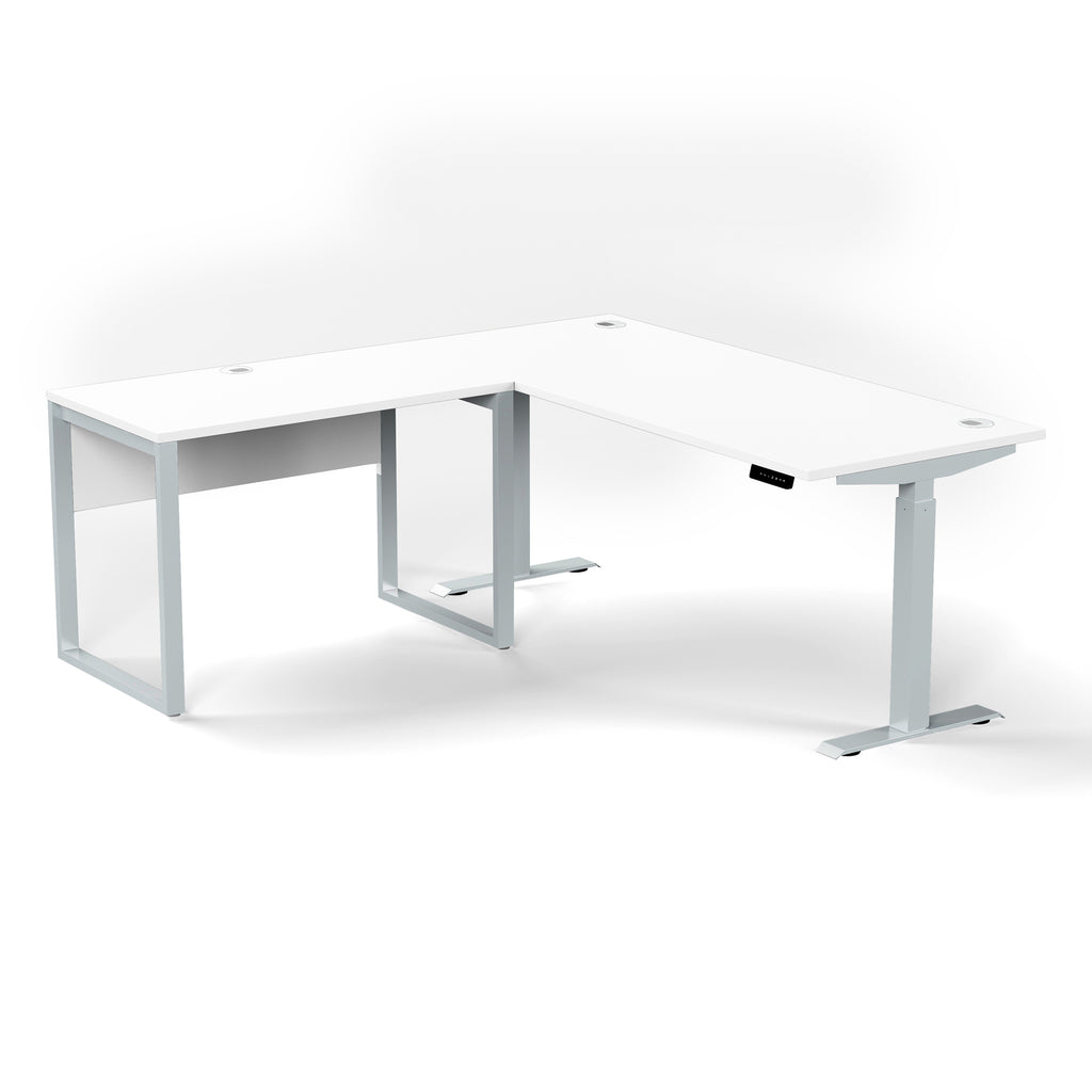 white standing desk l desk bundle