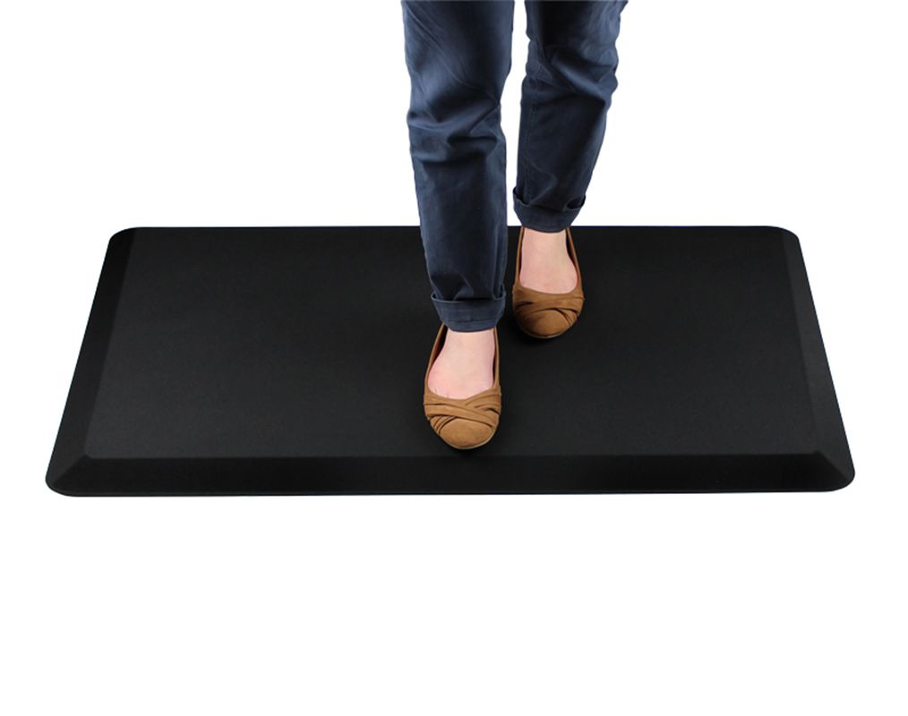 Anti-Fatigue Mat Black Twenty Inches by Thirty Two Inches with Woman Standing