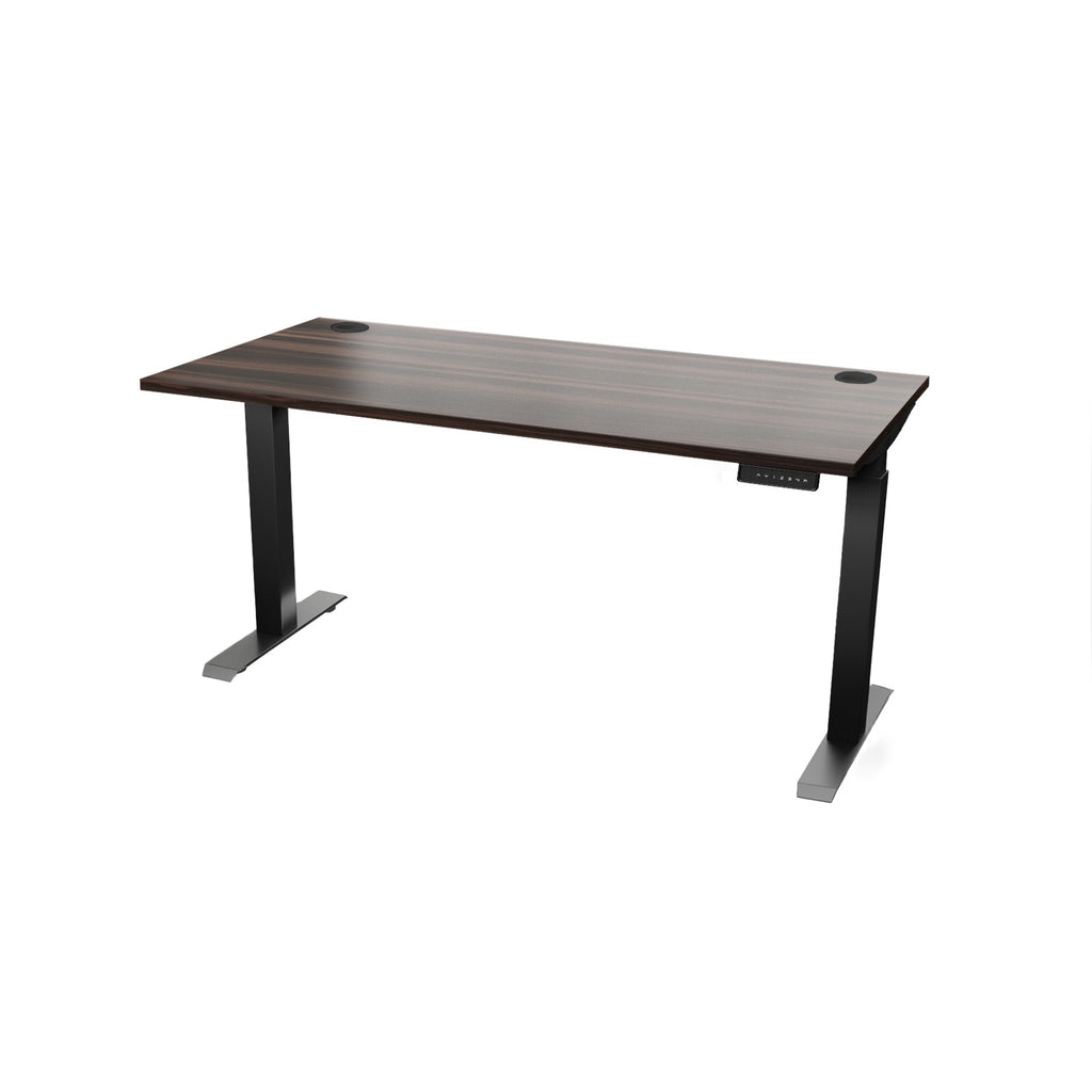 60 inch standing desk colombian walnut finish with black legs