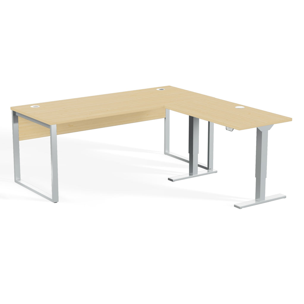 l shaped standing desk office desk bundle maple finish