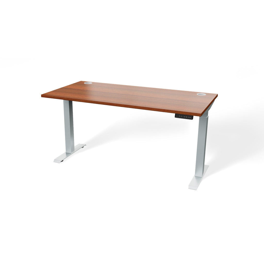 60 inch standing desk shaker cherry finish and silver legs