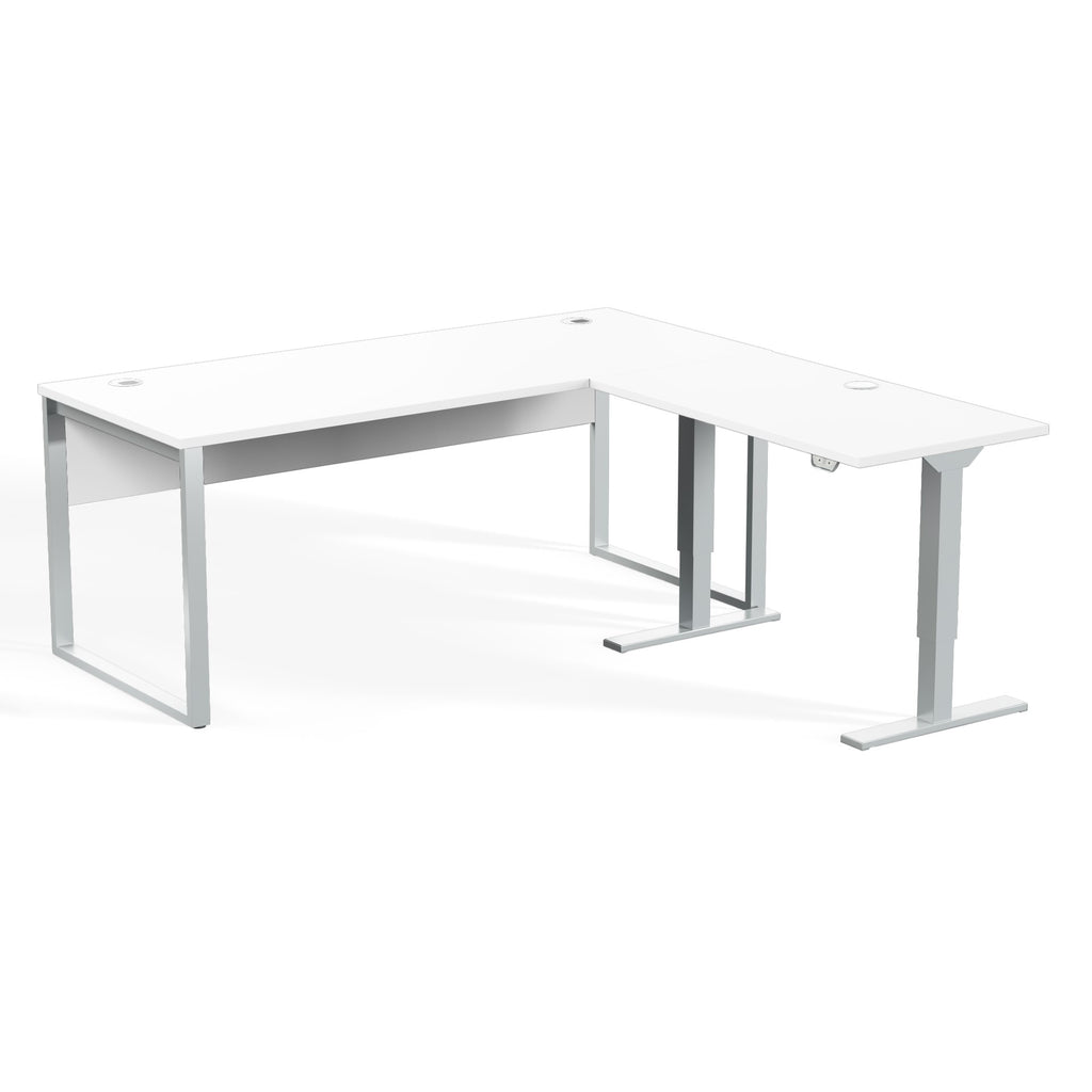 l shaped standing desk office desk bundle majestic white finish