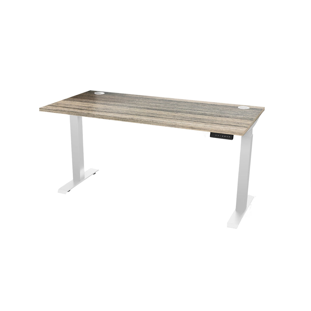 adjustable standing desk amber finish with white legs
